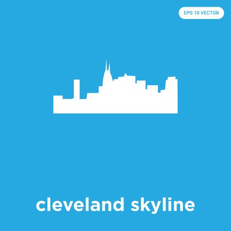 450x450 Cleveland Skyline Vector Icon Isolated On Blue Background, Sign