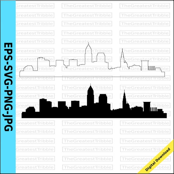 570x569 Cleveland City Skyline Silhouette Cleveland City Skyline Etsy