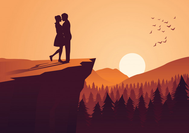 626x442 Couple Hug Together On Cliff Vector Premium Download