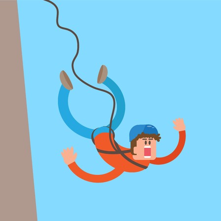450x450 Man Jumps With A Rope From A Cliff Vector Illustration Royalty