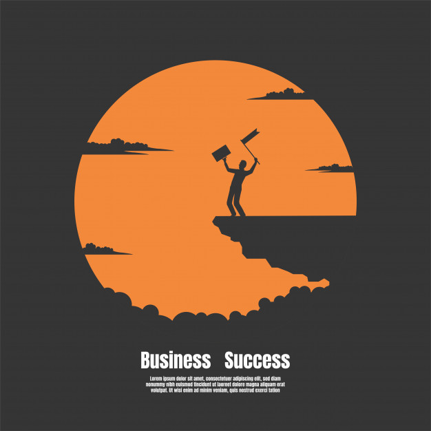 626x626 Silhouette Happy Businessman On Mountain Cliff Vector Premium