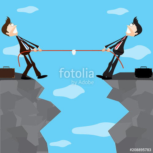 500x500 Tug Of War On A Cliff Vector Stock Image And Royalty Free