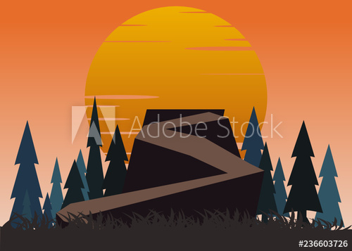 500x357 Sun And Cliff Vector Illustration