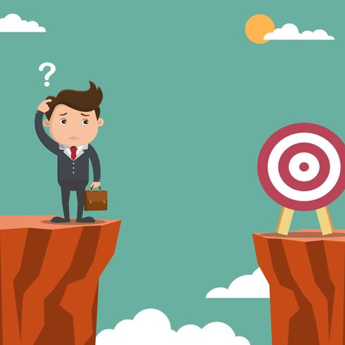 490x490 Businessman Confused Looking For Targets Located On A Cliff Vector