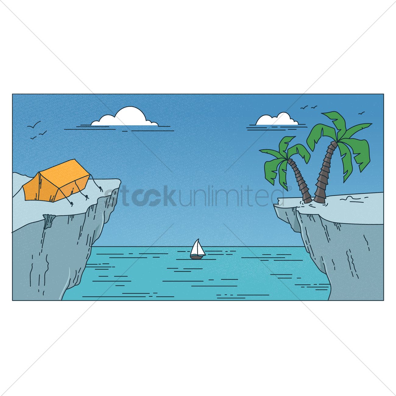 1300x1300 Camping On The Edge Of A Cliff Vector Image