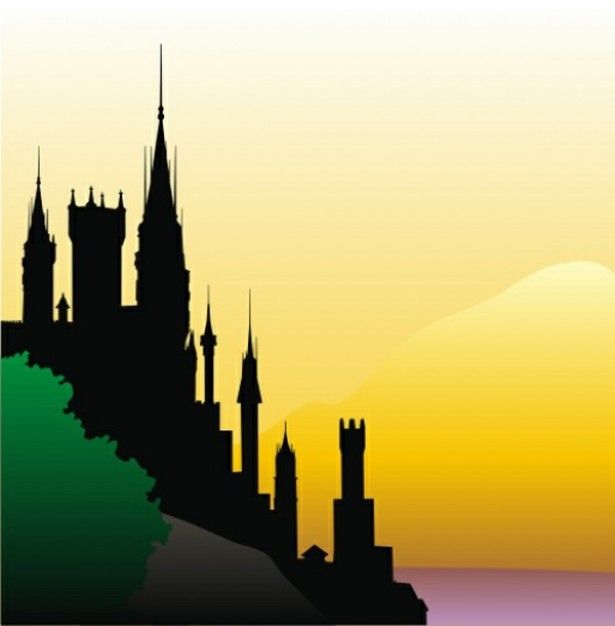 615x626 Castle Silhouette On Cliff Vector Background Art Time Castle