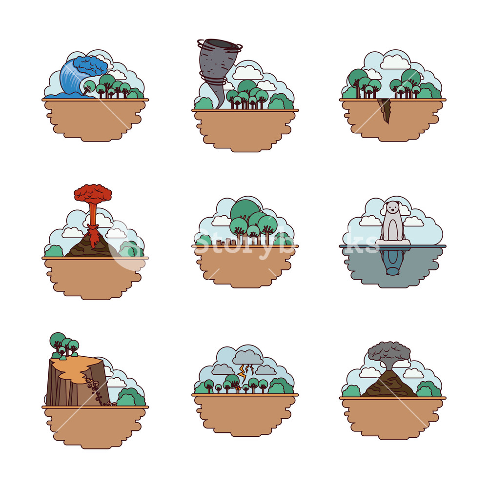 1000x1000 Climate Change Set Icons Vector Illustration Design Royalty Free