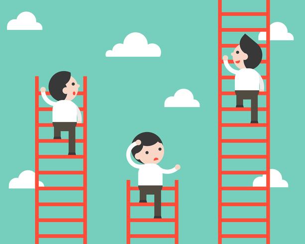 613x490 Businessman Climbing On Ladder Vector, Competition Situation