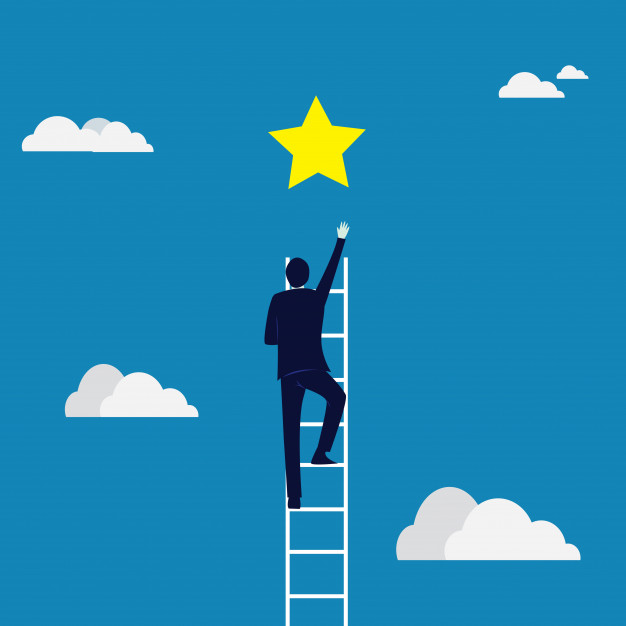 626x626 Business Target Concept Climbing Ladder Reaching Star Vector