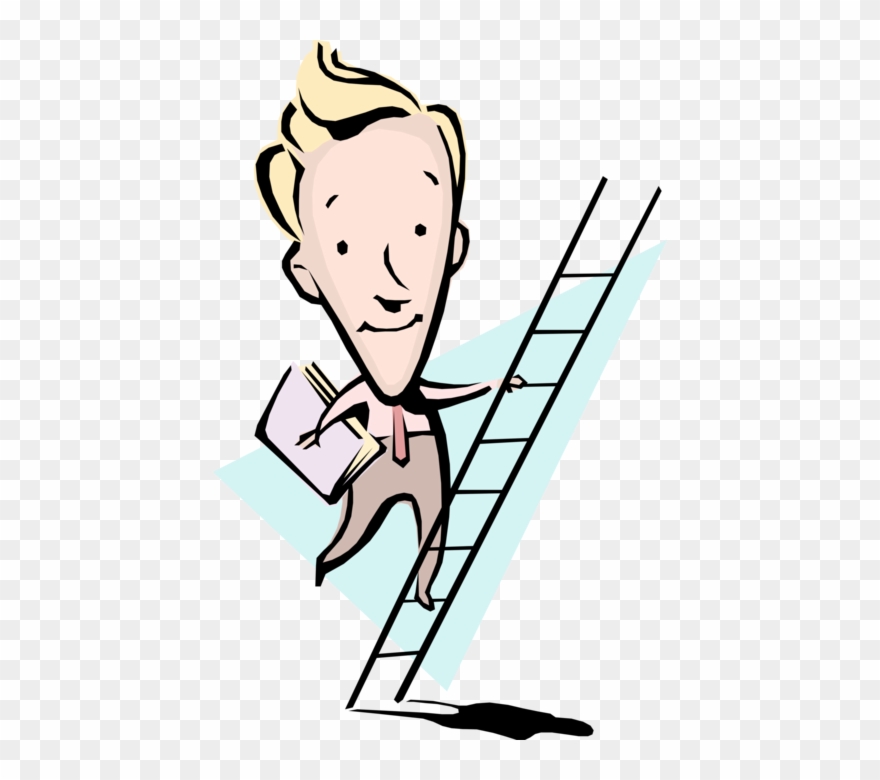880x780 Vector Illustration Of Businessman Climbing Ladder Clipart