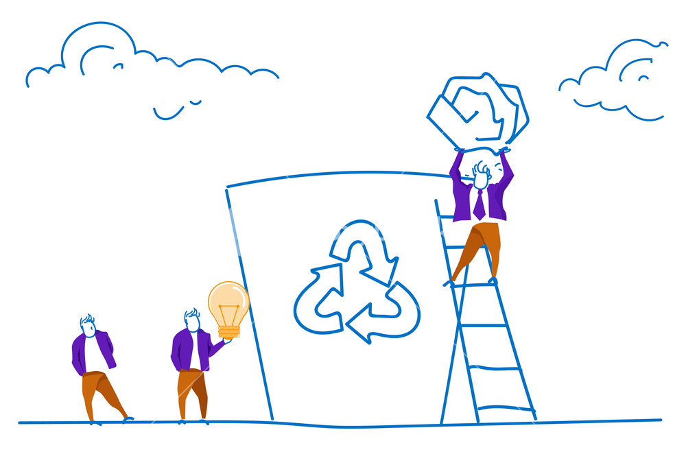 1000x678 Man Employee Climbing Ladder Engaged Recycling Waste Garbage