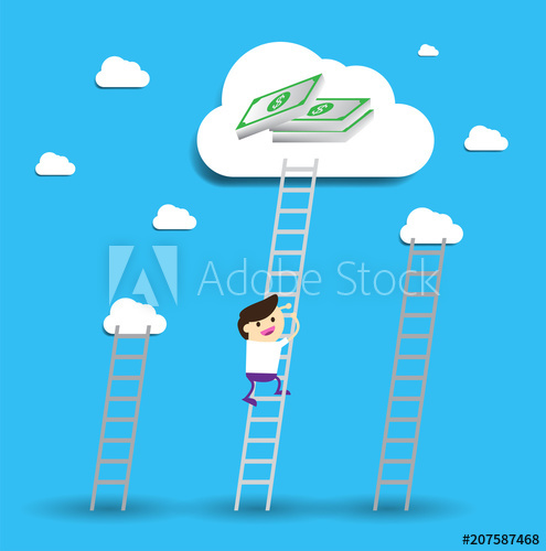 495x500 Businessman Climbing Ladder To Success Vector Illustration