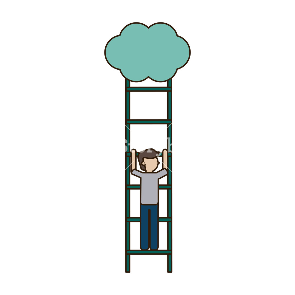 1000x1000 Businessman Climbing Ladder To Cloud Vector Illustration Graphic