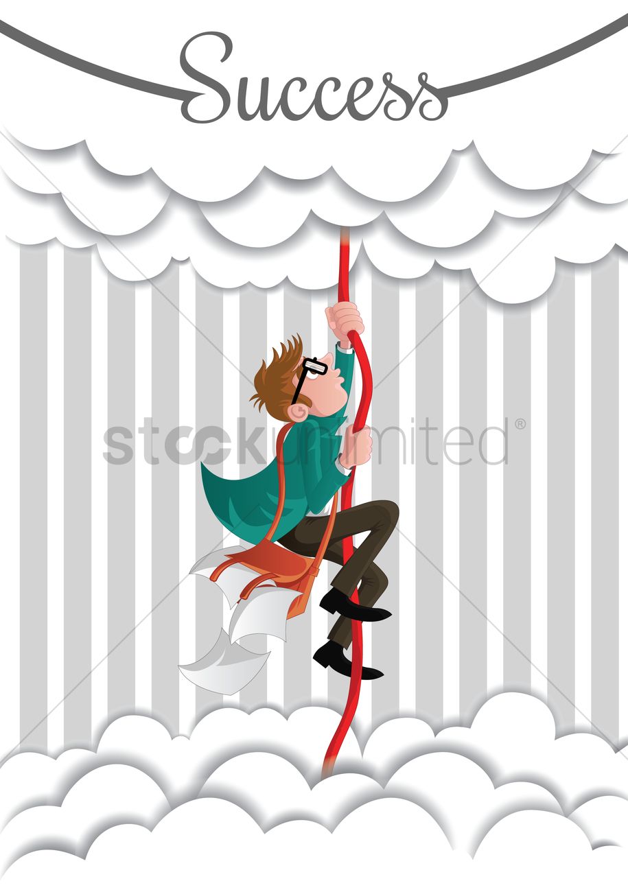 915x1300 Man Climbing A Rope Vector Image