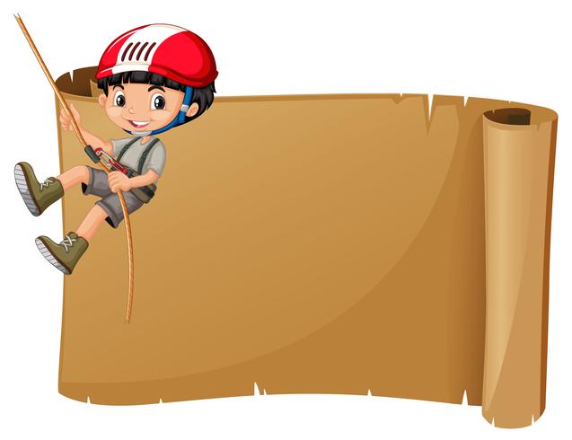 637x490 Paper Template With Boy Climbing Rope Vector