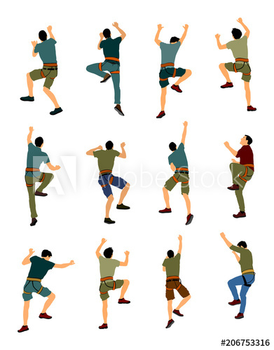 391x500 Extreme Sportsman Climb Without Rope Man Climbing Vector