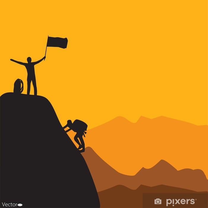 700x700 Mountain Climbing, Vector Illustration Wall Mural We