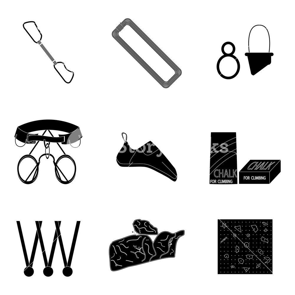 1000x1000 Sport Climbing Vector Black Silhouette Quickdraw And Rope Icon