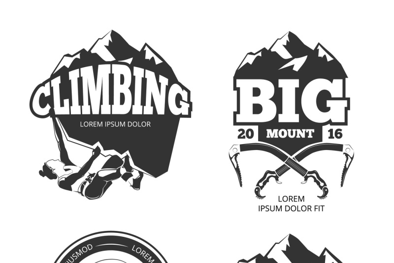 800x533 Vintage Mountain Climbing Vector Logo And Labels Set