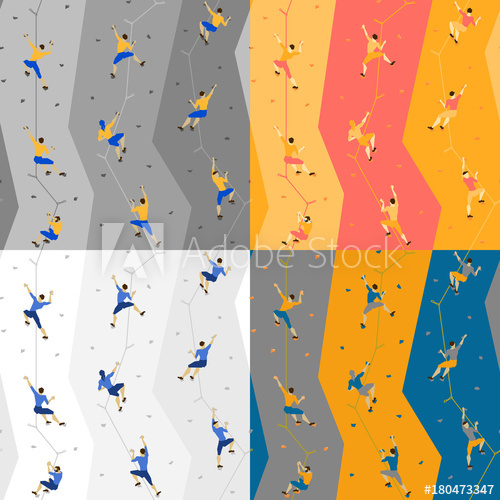 500x500 Seamless Pattern With Climbers On Climbing Wall