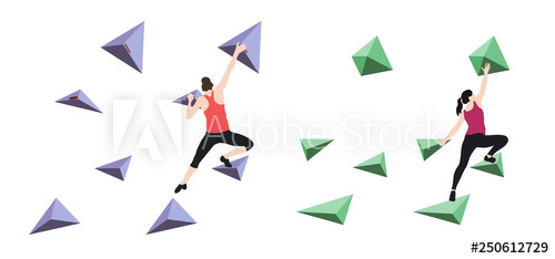 500x234 Women Climb On A Climbing Wall In A Climbing Gym Isolated