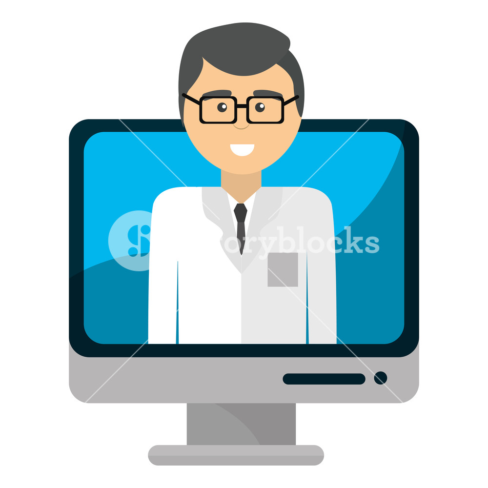 1000x1000 Doctor Inside Computer, Concept Of Medical Health Care Hospital