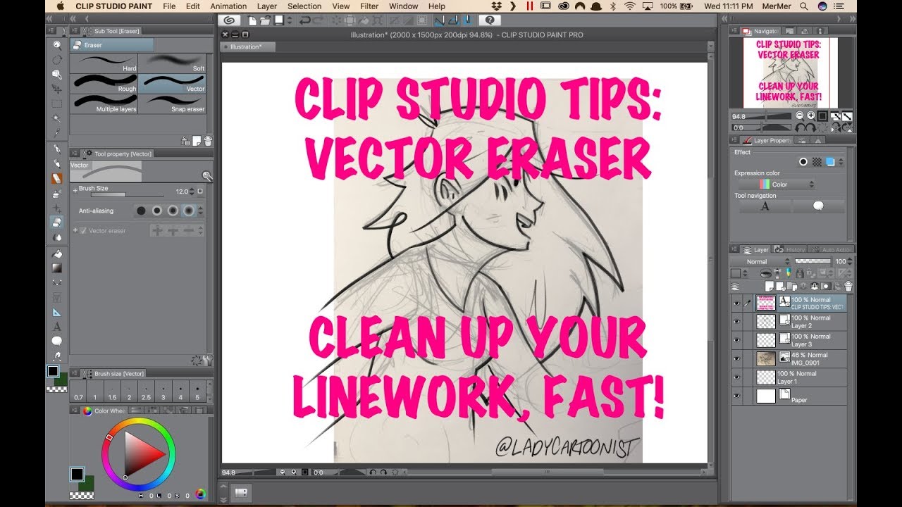 change vector line color clip studio