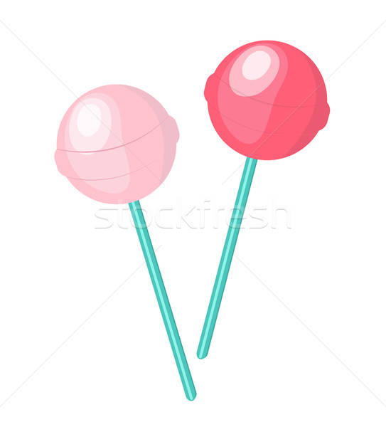 543x600 Cute, Pink Candy Lollipop Icon, Flat Design Isolated On White