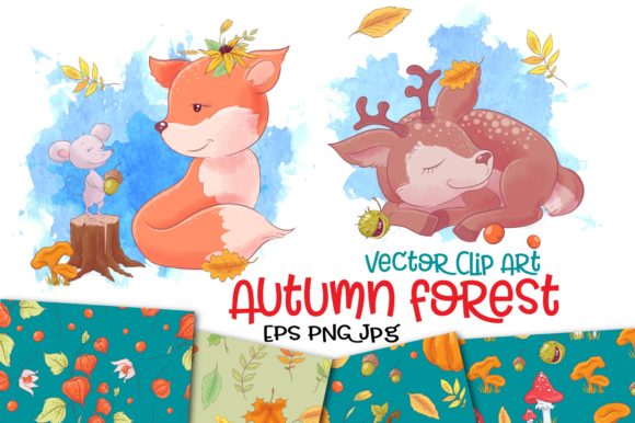 580x386 Autumn Forest Vector Clip Art Graphic