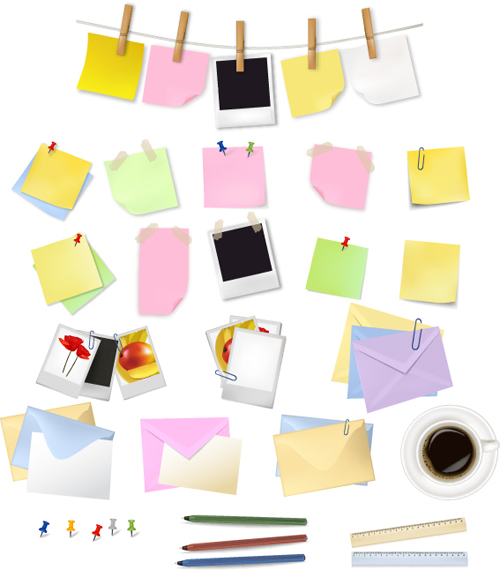 500x570 Multicolor Message Paper And Paper Clip Vector Free Download