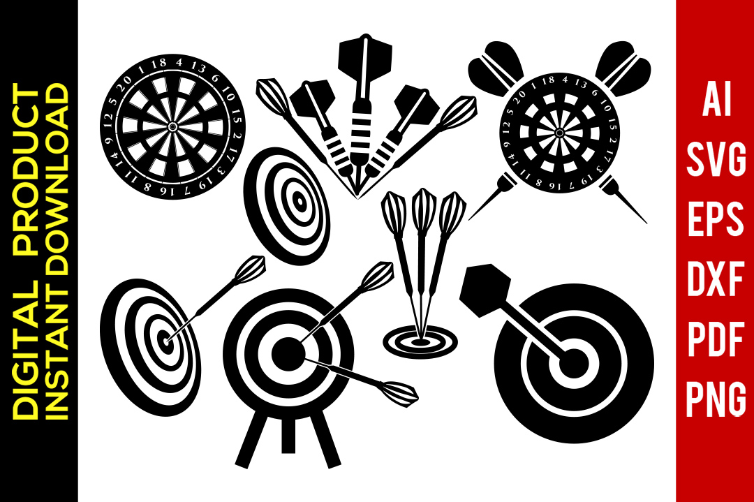 1080x719 Dart Dart Board Target Board Silhouette Vector