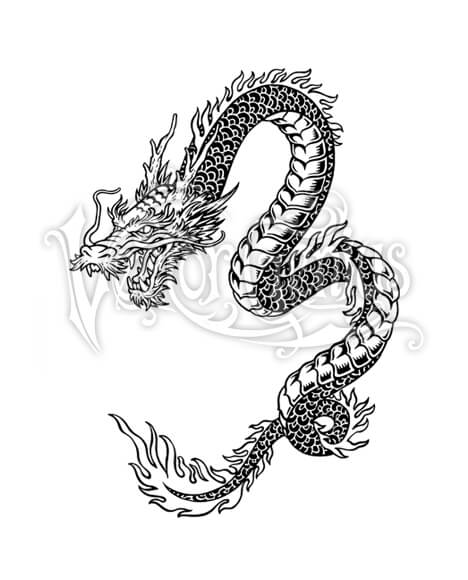 468x580 Detailed Scales Asian Dragon Tattoo Clipart