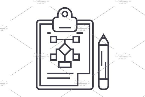 580x386 Business Plan,pencil,clipboard Vector Line Icon, Sign