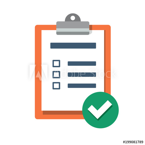 500x500 Checklist, Clipboard Vector Icon, Flat Illustration Paper, Green