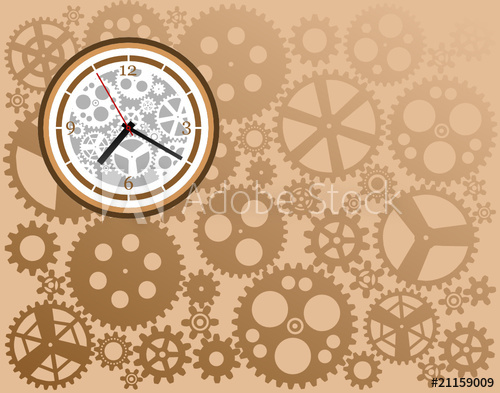 500x393 Clock Whit Gears, Vector Illustration