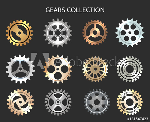 500x409 Metal Gears Vector Illustration Metallic Clock Cogwheels Isolated