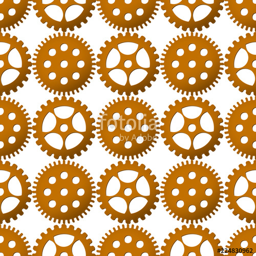 500x500 Seamless Pattern Background With Copper Gears Vector Illustration