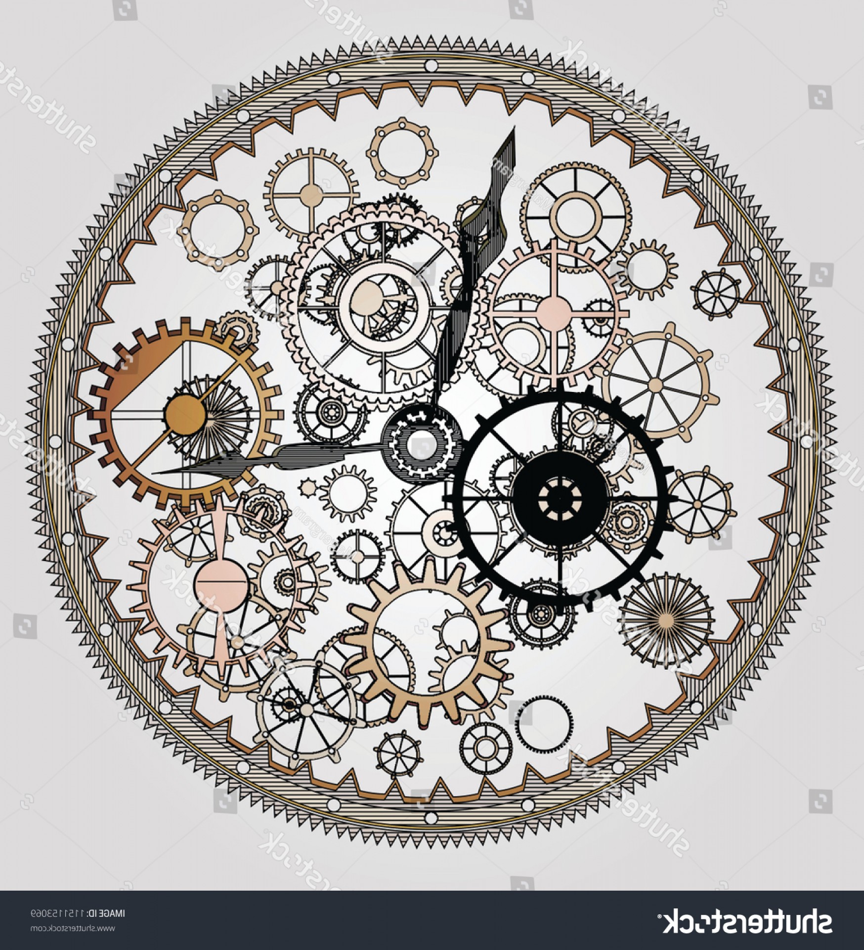 3d clock gears vector