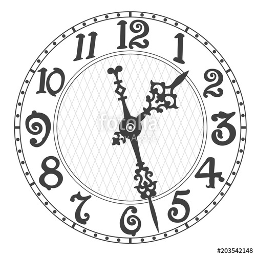 500x500 Elegant Clock Face And Clock Hands With Tick Marks Placed