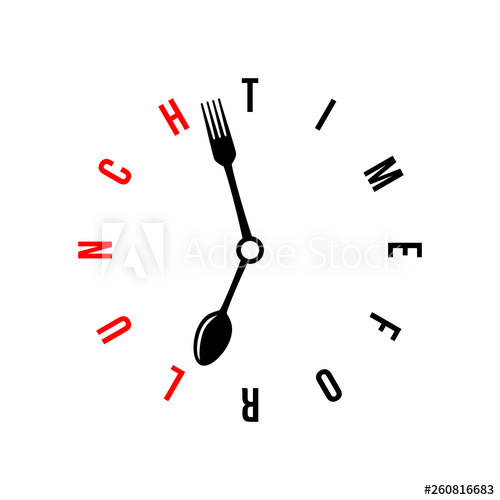 500x500 Time For Lunch, Conceptual Minimalistic Vector Watch With Stylized