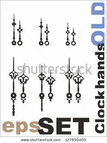 353x470 Old Clock Hands Vector Kit