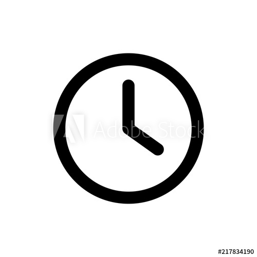 500x500 Clock Vector Icon, Time Symbol Simple Illustration, Flat Design