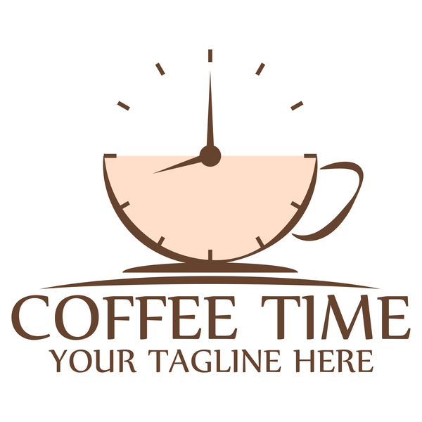 600x600 Coffee Logos With Clock Vector Free Download