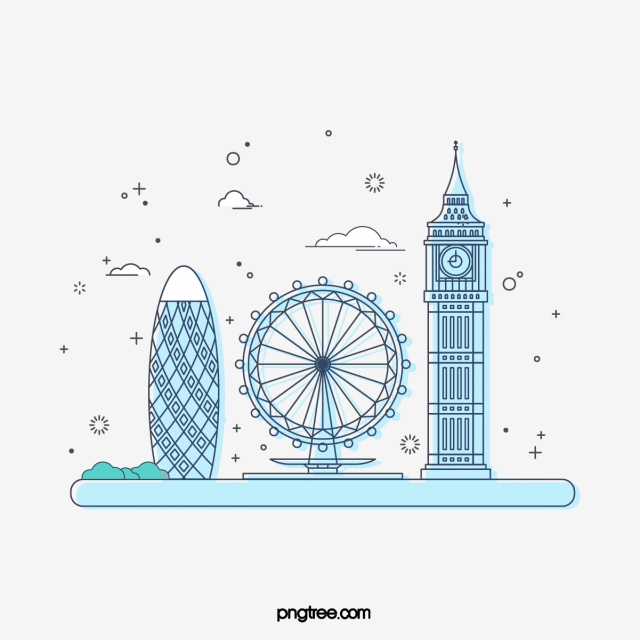 640x640 Fresh Blue British Big Ben Clock Tower London Eye Linear
