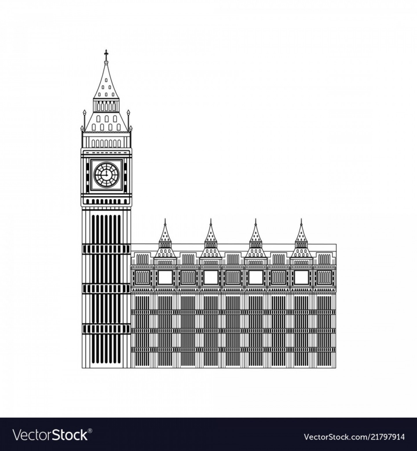 1440x1555 Line London Clock Tower Architecture Design Vector Soidergi