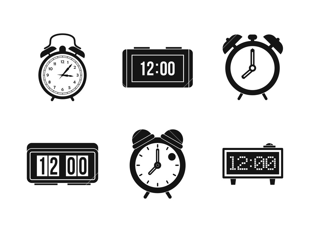 1000x750 Alarm Clock Icon Set Simple Set Of Alarm Clock Vector Icons