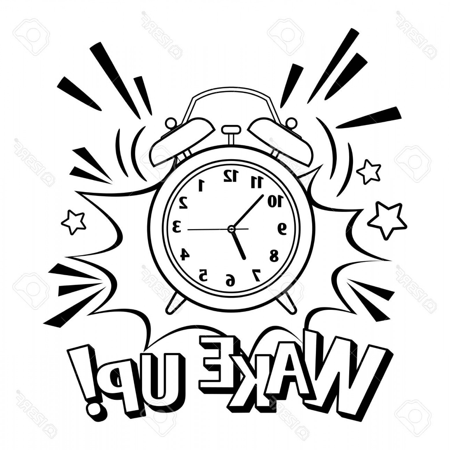 Photostock Vector Black And White Wake Up Clock Vector Cartoon 1558x1560 Photostock Vector Black And White Wake Up Clock Vector Cartoon