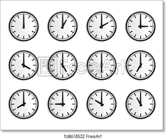 560x470 Free Art Print Of World Time Zone, Wall Clock Vector