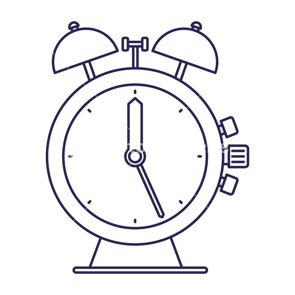 1000x1000 Purple Line Contour Of Antique Alarm Clock Vector Illustration
