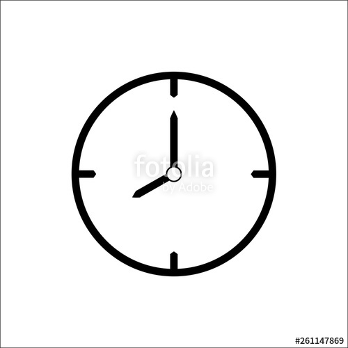 500x500 Black Thin Line Clock Icon